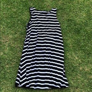 Black and white stripe swing dress